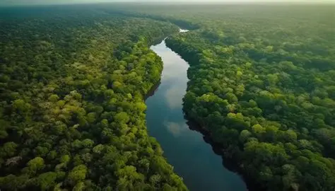Floresta Amazônica vista de cima com rio